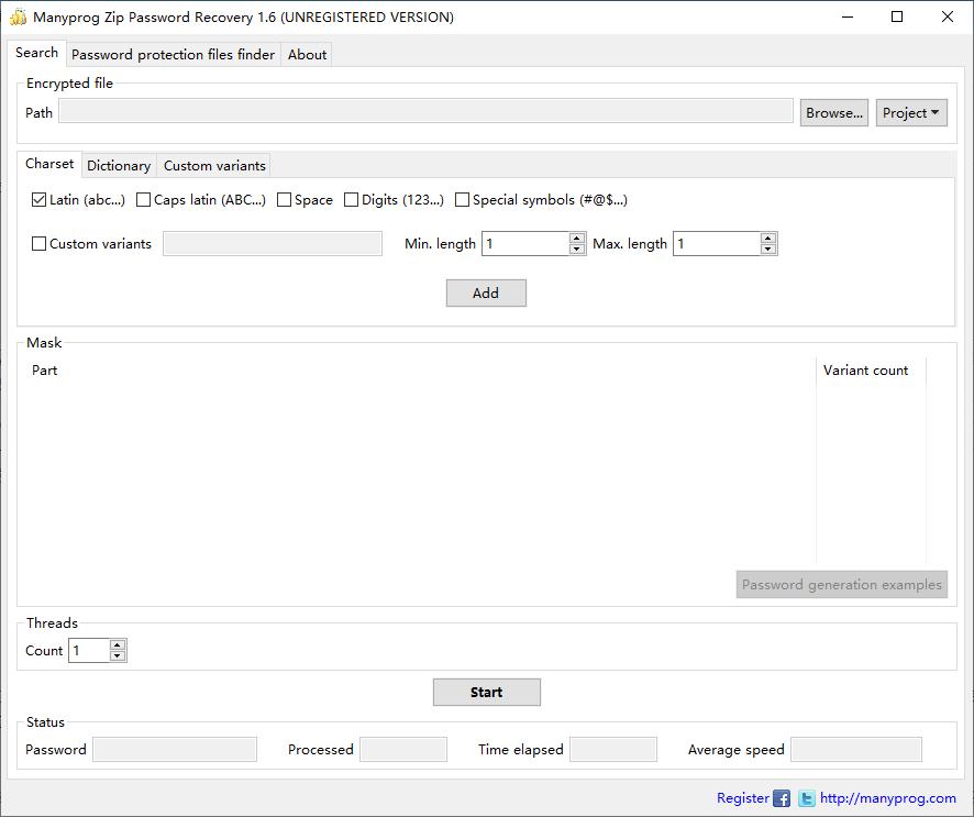 Manyprog Zip Password recover下载,密码恢复